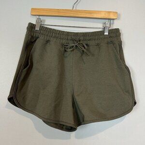 CRZ Yoga Sweat Shorts Workout Shorts Light Army Green Womens Size Medium NWT 4"